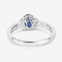 Load image into Gallery viewer, 1.05 Carat Genuine Blue Sapphire and White Diamond 10K White Gold Ring
