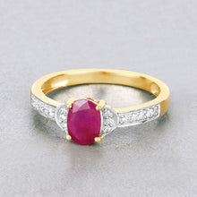 Load image into Gallery viewer, 0.95 Carat Genuine Ruby and White Diamond 10K Yellow Gold Ring
