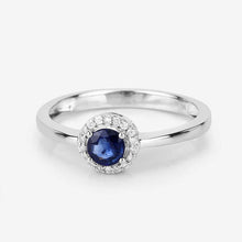 Load image into Gallery viewer, 0.52 Carat Genuine Blue Sapphire and White Diamond 14K White Gold Ring
