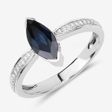 Load image into Gallery viewer, 1.44 Carat Genuine Blue Sapphire and White Diamond 14K White Gold Ring
