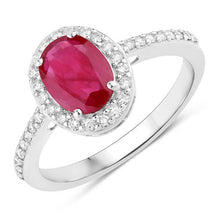 Load image into Gallery viewer, 1.73 Carat Genuine Ruby and White Diamond 14K White Gold Ring
