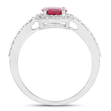 Load image into Gallery viewer, 1.73 Carat Genuine Ruby and White Diamond 14K White Gold Ring

