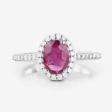 Load image into Gallery viewer, 1.73 Carat Genuine Ruby and White Diamond 14K White Gold Ring
