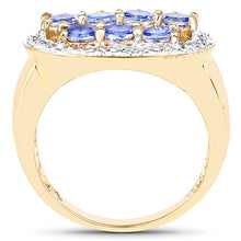 Load image into Gallery viewer, 14K Yellow Gold Plated 1.70 Carat Genuine Tanzanite .925 Sterling Silver Ring
