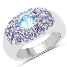 Load image into Gallery viewer, 2.78 Carat Genuine Blue Topaz and Tanzanite .925 Sterling Silver Ring
