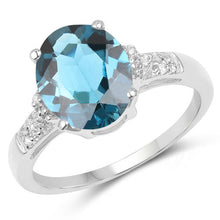 Load image into Gallery viewer, 2.64 Carat Genuine London Blue Topaz and White Topaz .925 Sterling Silver Ring
