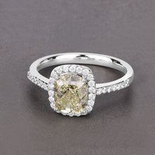 Load image into Gallery viewer, IGI Certified 2.05 Carat Genuine Light Yellow Diamond Center and 0.29cttw White Diamond 18K White Gold Ring (2.34cttw)
