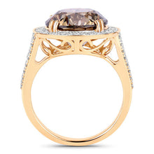 Load image into Gallery viewer, IGI Certified 7.07 Carat Genuine Brown Diamond Center and 0.64cttw White Diamond 18K Yellow Gold Ring (7.71cttw)
