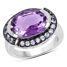 Load image into Gallery viewer, 5.56 Carat Genuine Amethyst &amp; Tanzanite .925 Sterling Silver Ring
