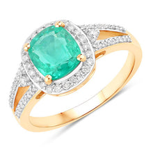 Load image into Gallery viewer, 1.65 Carat Genuine Ethiopian Emerald and White Diamond 14K Yellow Gold Ring
