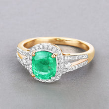 Load image into Gallery viewer, 1.65 Carat Genuine Ethiopian Emerald and White Diamond 14K Yellow Gold Ring
