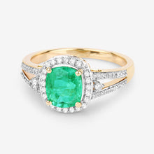 Load image into Gallery viewer, 1.65 Carat Genuine Ethiopian Emerald and White Diamond 14K Yellow Gold Ring
