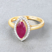 Load image into Gallery viewer, 1.52 Carat Genuine Ruby and White Diamond 10K Yellow Gold Ring
