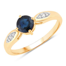 Load image into Gallery viewer, 0.89 Carat Genuine Blue Sapphire and White Diamond 10K Yellow Gold Ring
