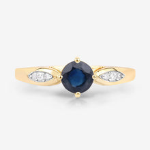 Load image into Gallery viewer, 0.89 Carat Genuine Blue Sapphire and White Diamond 10K Yellow Gold Ring
