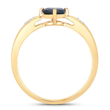 Load image into Gallery viewer, 0.89 Carat Genuine Blue Sapphire and White Diamond 10K Yellow Gold Ring
