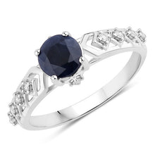 Load image into Gallery viewer, 1.13 Carat Genuine Blue Sapphire and White Diamond 10K White Gold Ring
