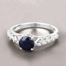 Load image into Gallery viewer, 1.13 Carat Genuine Blue Sapphire and White Diamond 10K White Gold Ring
