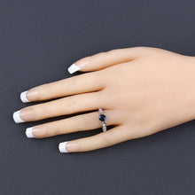 Load image into Gallery viewer, 1.13 Carat Genuine Blue Sapphire and White Diamond 10K White Gold Ring

