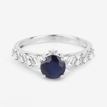 Load image into Gallery viewer, 1.13 Carat Genuine Blue Sapphire and White Diamond 10K White Gold Ring
