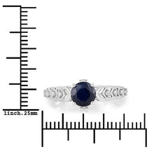 Load image into Gallery viewer, 1.13 Carat Genuine Blue Sapphire and White Diamond 10K White Gold Ring
