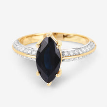 Load image into Gallery viewer, 2.39 Carat Genuine Blue Sapphire and White Diamond 10K Yellow Gold Ring
