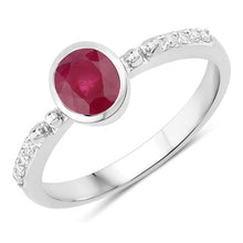 Load image into Gallery viewer, 1.00 Carat Genuine Ruby and White Diamond 14K White Gold Ring

