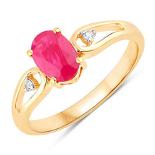 Load image into Gallery viewer, 0.95 Carat Genuine Ruby and White Diamond 14K Yellow Gold Ring
