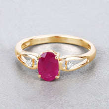 Load image into Gallery viewer, 0.95 Carat Genuine Ruby and White Diamond 14K Yellow Gold Ring
