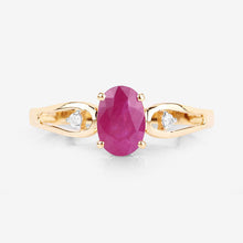 Load image into Gallery viewer, 0.95 Carat Genuine Ruby and White Diamond 14K Yellow Gold Ring

