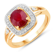 Load image into Gallery viewer, 1.67 Carat Genuine Ruby and White Diamond 14K Yellow Gold Ring

