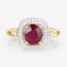 Load image into Gallery viewer, 1.67 Carat Genuine Ruby and White Diamond 14K Yellow Gold Ring
