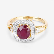 Load image into Gallery viewer, 1.67 Carat Genuine Ruby and White Diamond 14K Yellow Gold Ring
