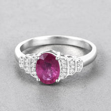 Load image into Gallery viewer, 1.52 Carat Genuine Ruby and White Diamond 14K White Gold Ring
