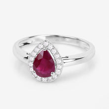 Load image into Gallery viewer, 1.02 Carat Genuine Ruby and White Diamond 14K White Gold Ring
