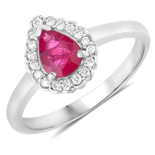 Load image into Gallery viewer, 0.94 Carat Genuine Ruby and White Diamond 14K White Gold Ring
