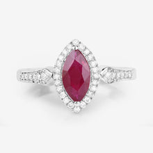 Load image into Gallery viewer, 0.96 Carat Genuine Ruby and White Diamond 14K White Gold Ring
