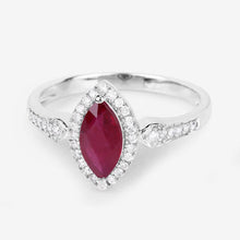 Load image into Gallery viewer, 0.96 Carat Genuine Ruby and White Diamond 14K White Gold Ring

