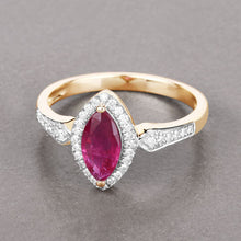 Load image into Gallery viewer, 0.96 Carat Genuine Ruby and White Diamond 14K Yellow Gold Ring

