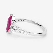 Load image into Gallery viewer, 1.58 Carat Genuine Ruby and White Diamond 14K White Gold Ring
