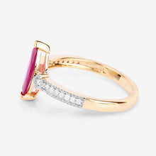 Load image into Gallery viewer, 1.01 Carat Genuine Ruby and White Diamond 14K Yellow Gold Ring
