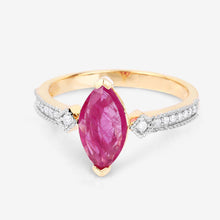 Load image into Gallery viewer, 1.01 Carat Genuine Ruby and White Diamond 14K Yellow Gold Ring
