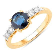 Load image into Gallery viewer, 1.38 Carat Genuine Blue Sapphire and White Diamond 14K Yellow Gold Ring
