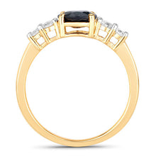 Load image into Gallery viewer, 1.38 Carat Genuine Blue Sapphire and White Diamond 14K Yellow Gold Ring
