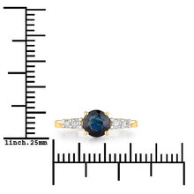 Load image into Gallery viewer, 1.38 Carat Genuine Blue Sapphire and White Diamond 14K Yellow Gold Ring
