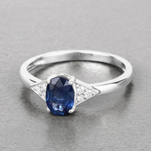 Load image into Gallery viewer, 1.01 Carat Genuine Blue Sapphire and White Diamond 14K White Gold Ring
