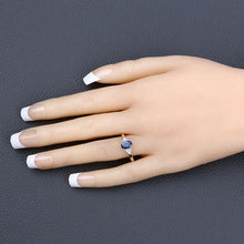 Load image into Gallery viewer, 1.01 Carat Genuine Blue Sapphire and White Diamond 14K Yellow Gold Ring
