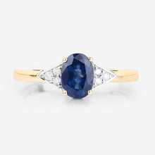 Load image into Gallery viewer, 1.01 Carat Genuine Blue Sapphire and White Diamond 14K Yellow Gold Ring
