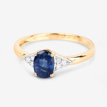 Load image into Gallery viewer, 1.01 Carat Genuine Blue Sapphire and White Diamond 14K Yellow Gold Ring

