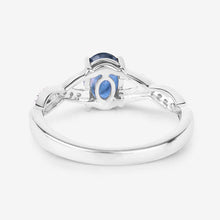 Load image into Gallery viewer, 1.04 Carat Genuine Blue Sapphire and White Diamond 14K White Gold Ring
